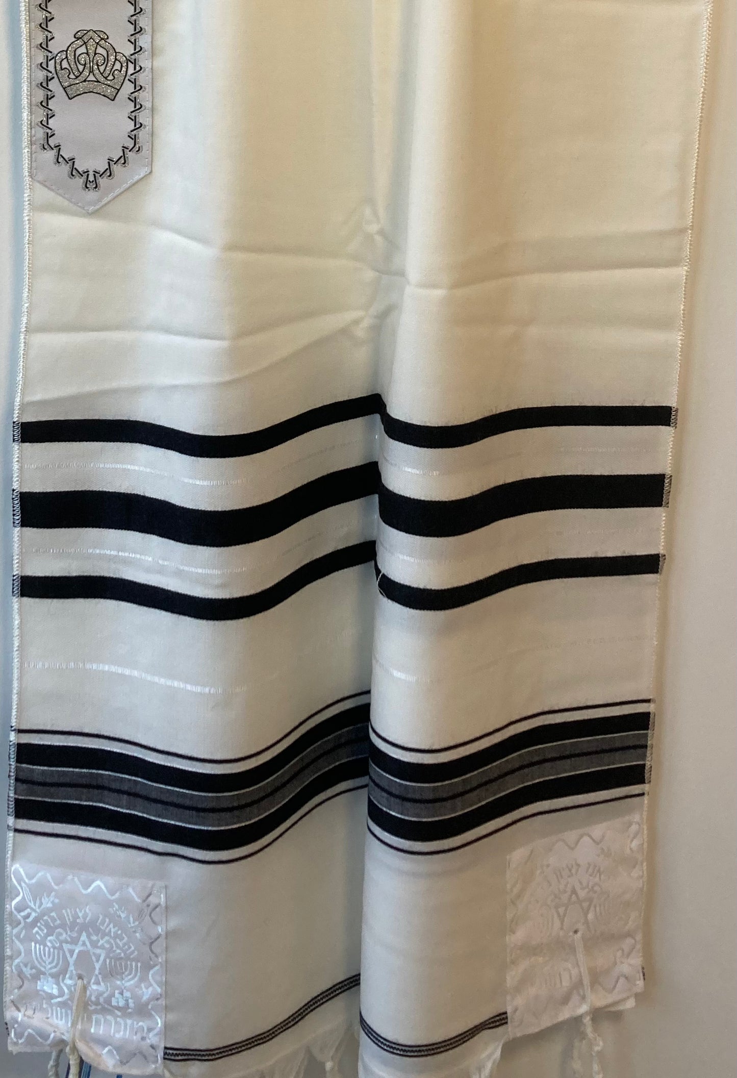 טלית צמר טהור מסורתי טלית - שחור