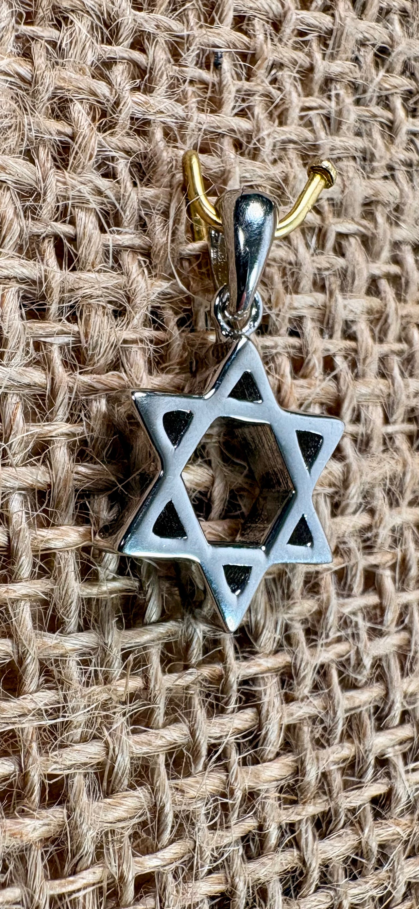 שרשרת תליון מגן דוד עבה 925 כסף סטרלינג ובציפוי רודיום