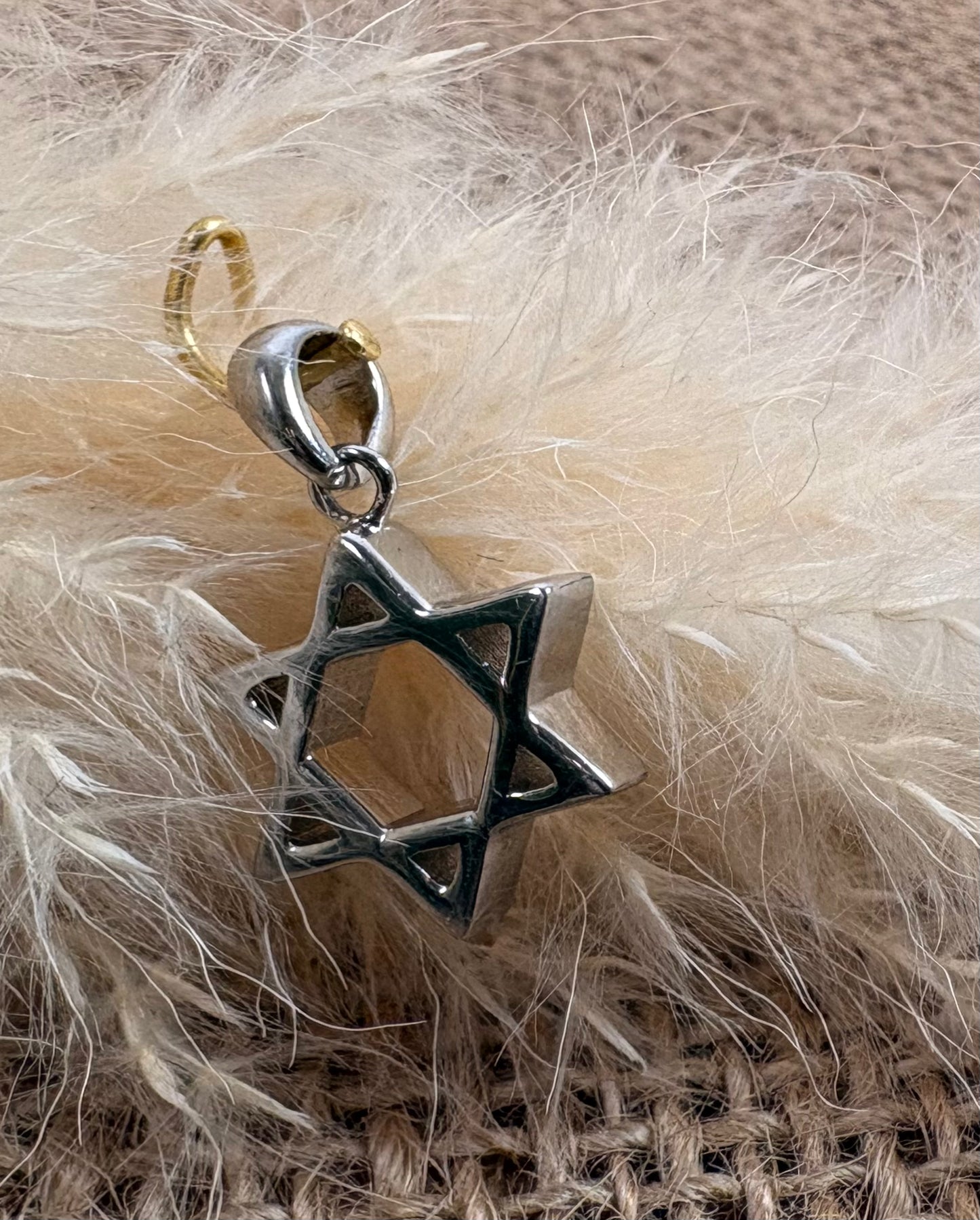 שרשרת תליון מגן דוד עבה 925 כסף סטרלינג ובציפוי רודיום
