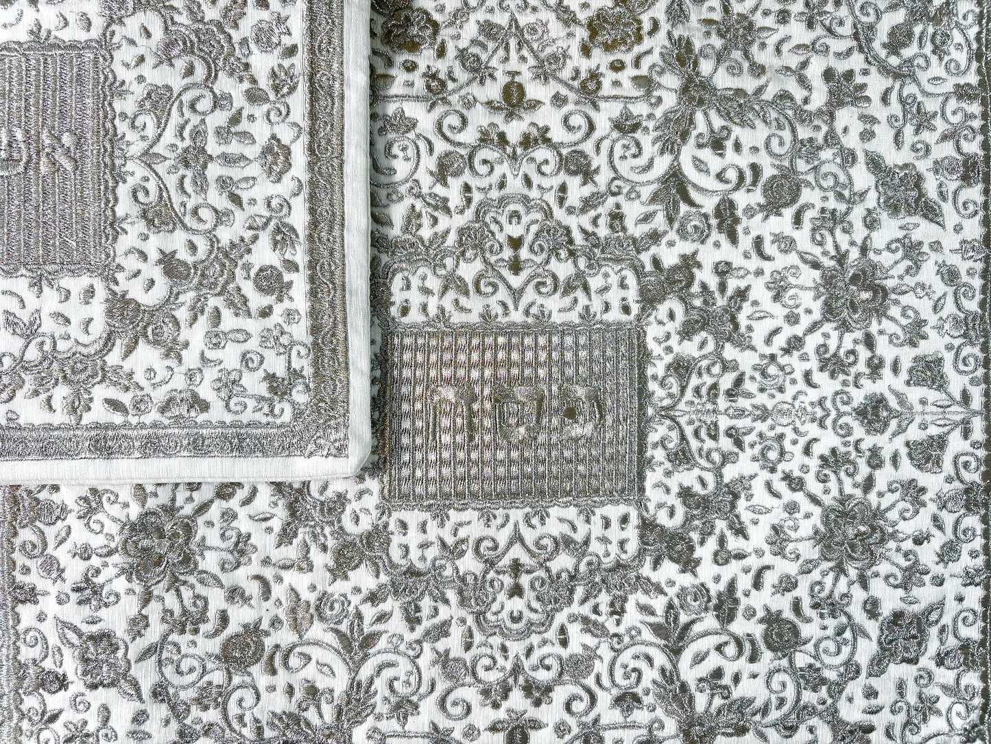 Passover Matzah & Afikomen Set Silver Embroidered