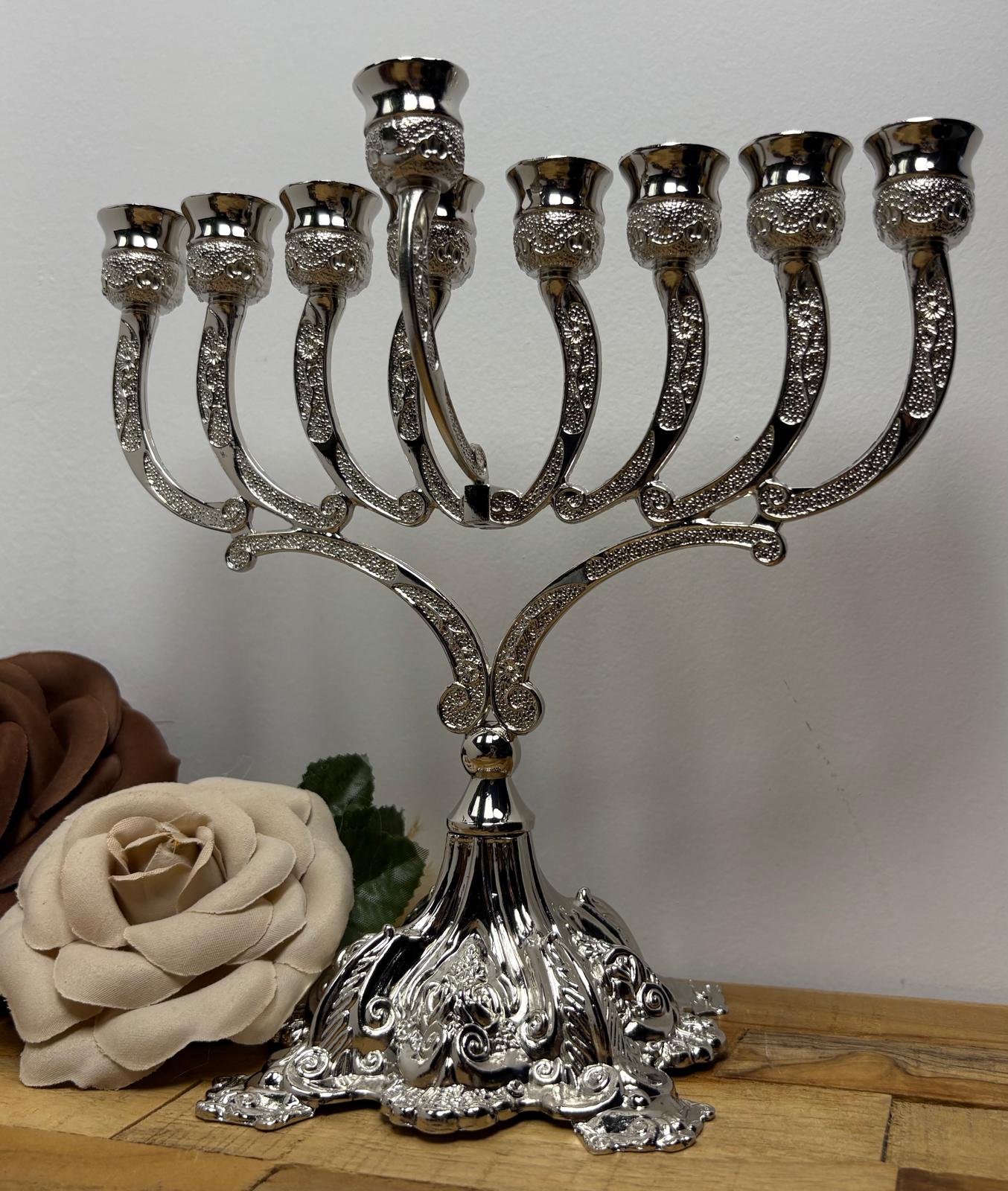 Nickel Hanukkah Menorah – Modern Finish