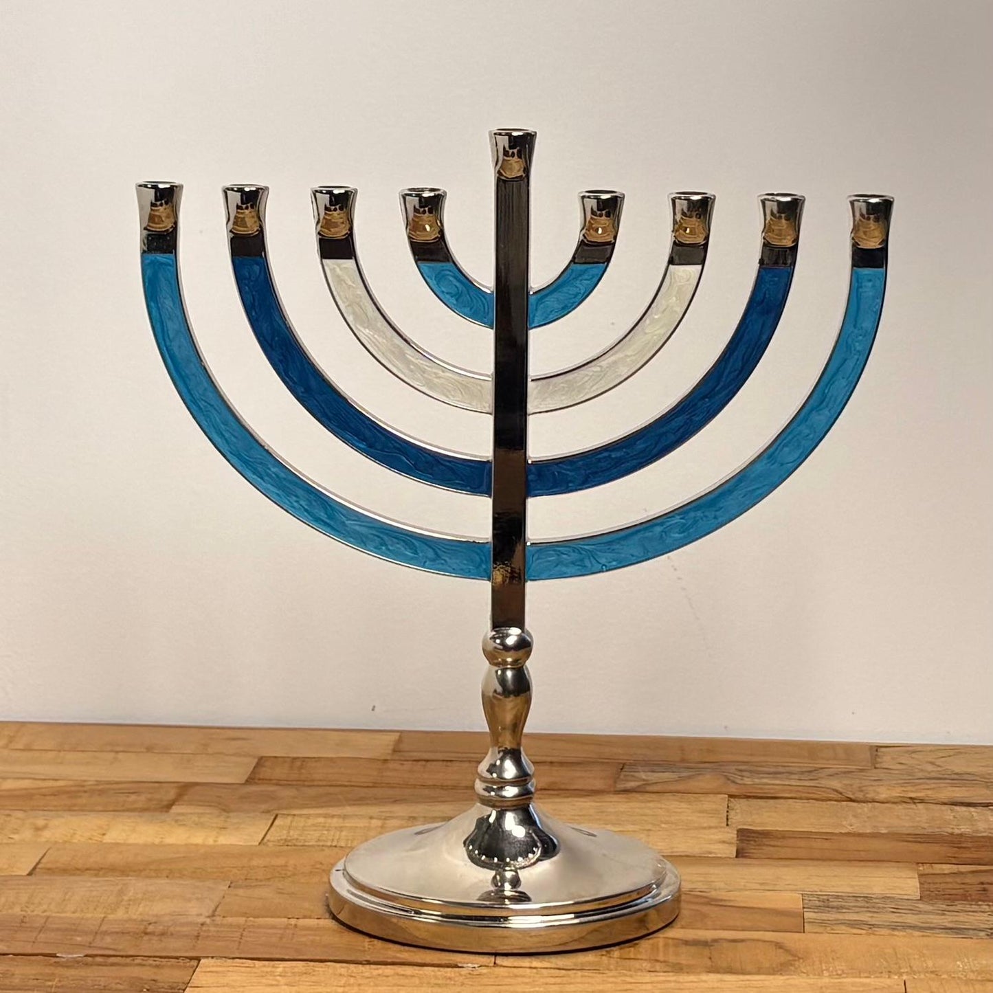 Modern Hanukkah Menorah – Blue & Silver Design