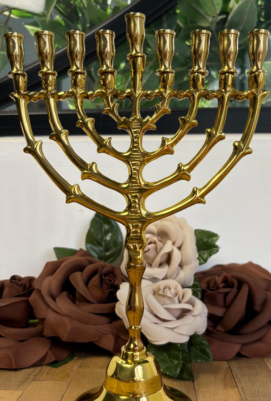 Hanukkah Menorah – Gold Brass Classic Design