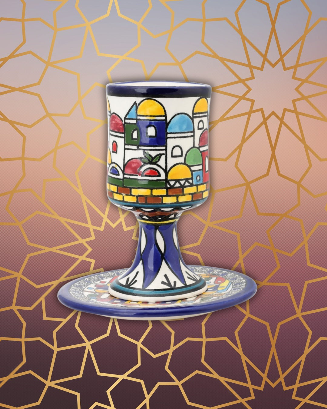 Armenian Ceramic Kiddush Cup – Jerulsalem Walls