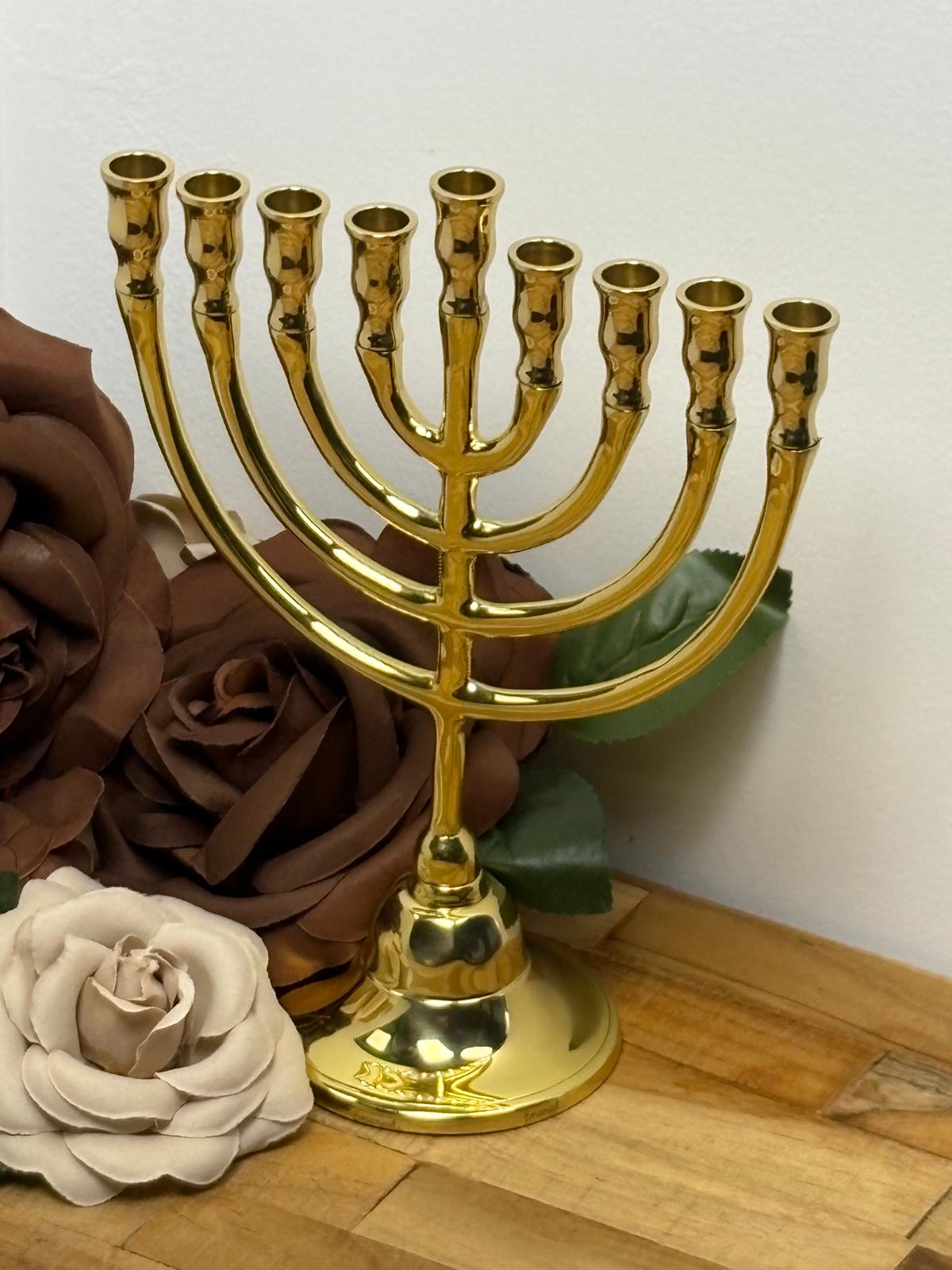 Hanukkah Menorah – Gold Brass Classic Design