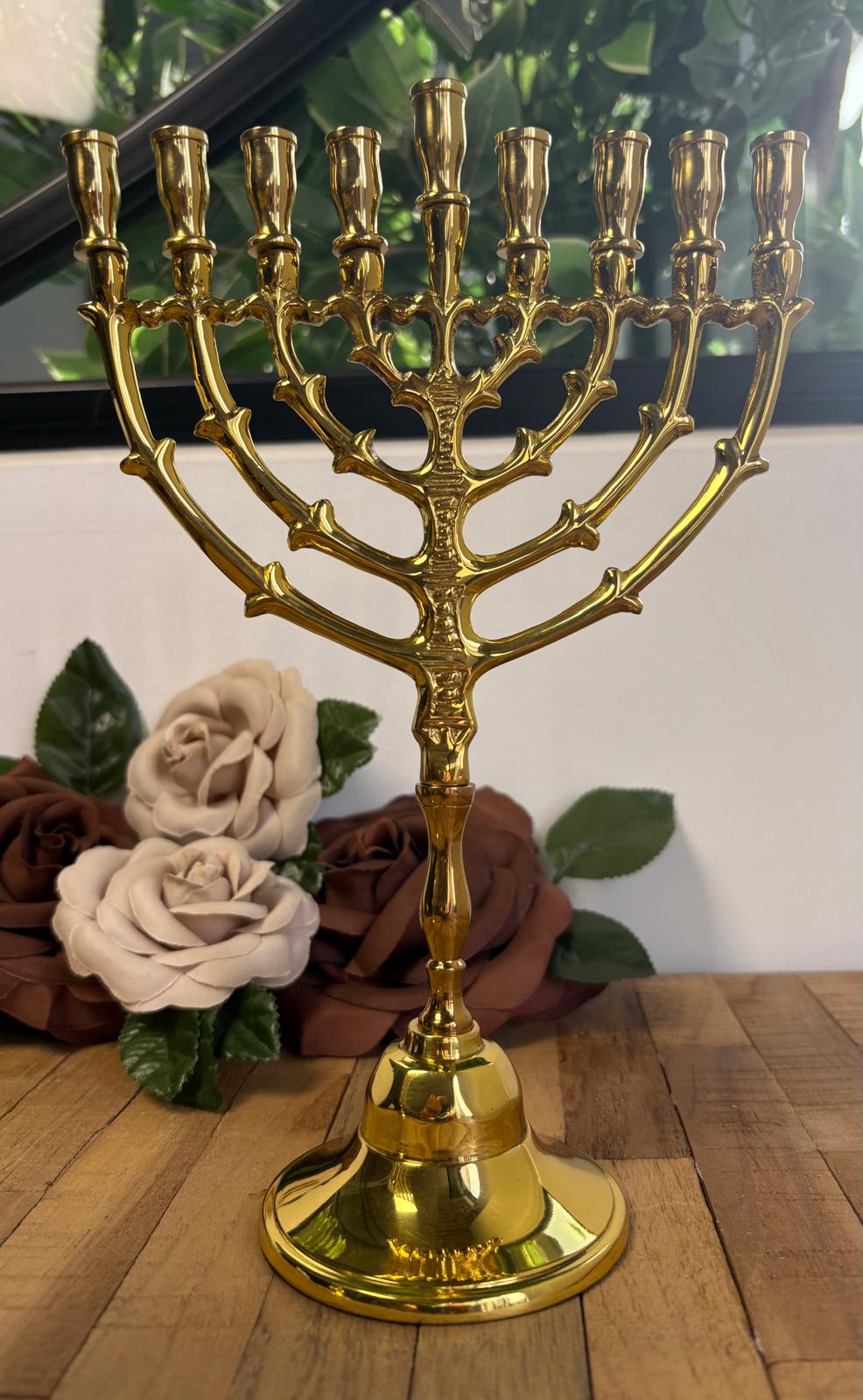 Hanukkah Menorah – Gold Brass Classic Design