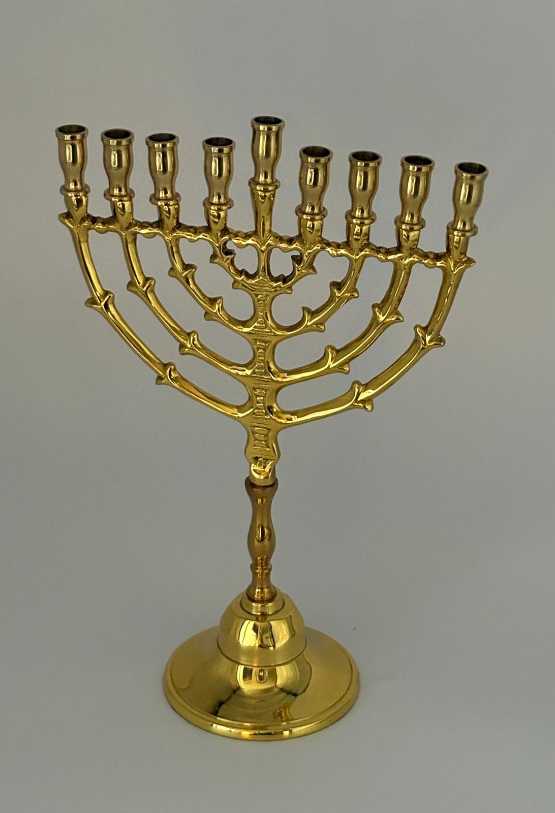 Hanukkah Menorah – Gold Brass Classic Design
