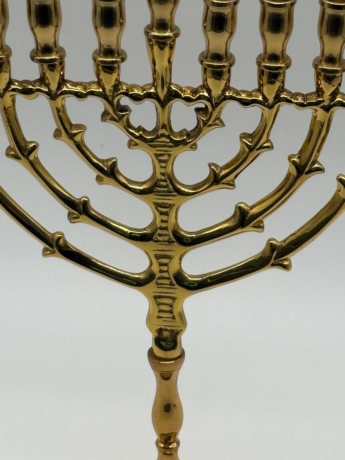 Hanukkah Menorah – Gold Brass Classic Design