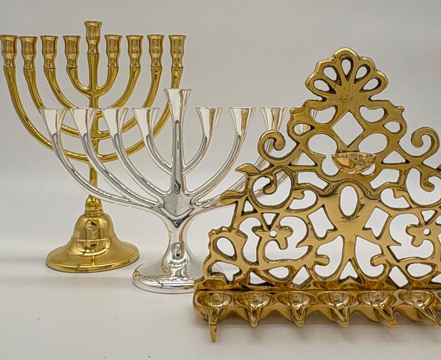 Hanukkah Menorah – Gold Brass Classic Design