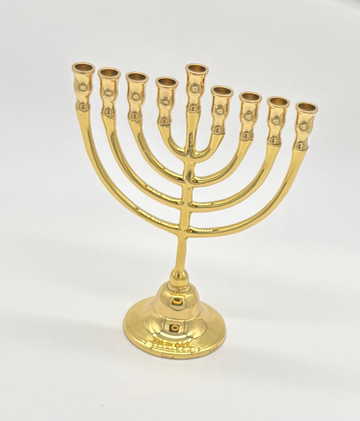 Hanukkah Menorah – Gold Brass Classic Design
