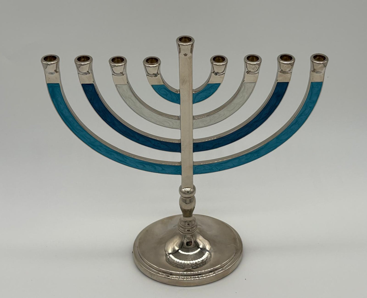 Modern Hanukkah Menorah – Blue & Silver Design