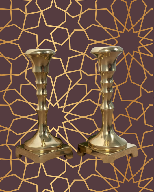 19th Century Polish Shabbat Candlesticks – Brass Replica – Israel Museum Replica