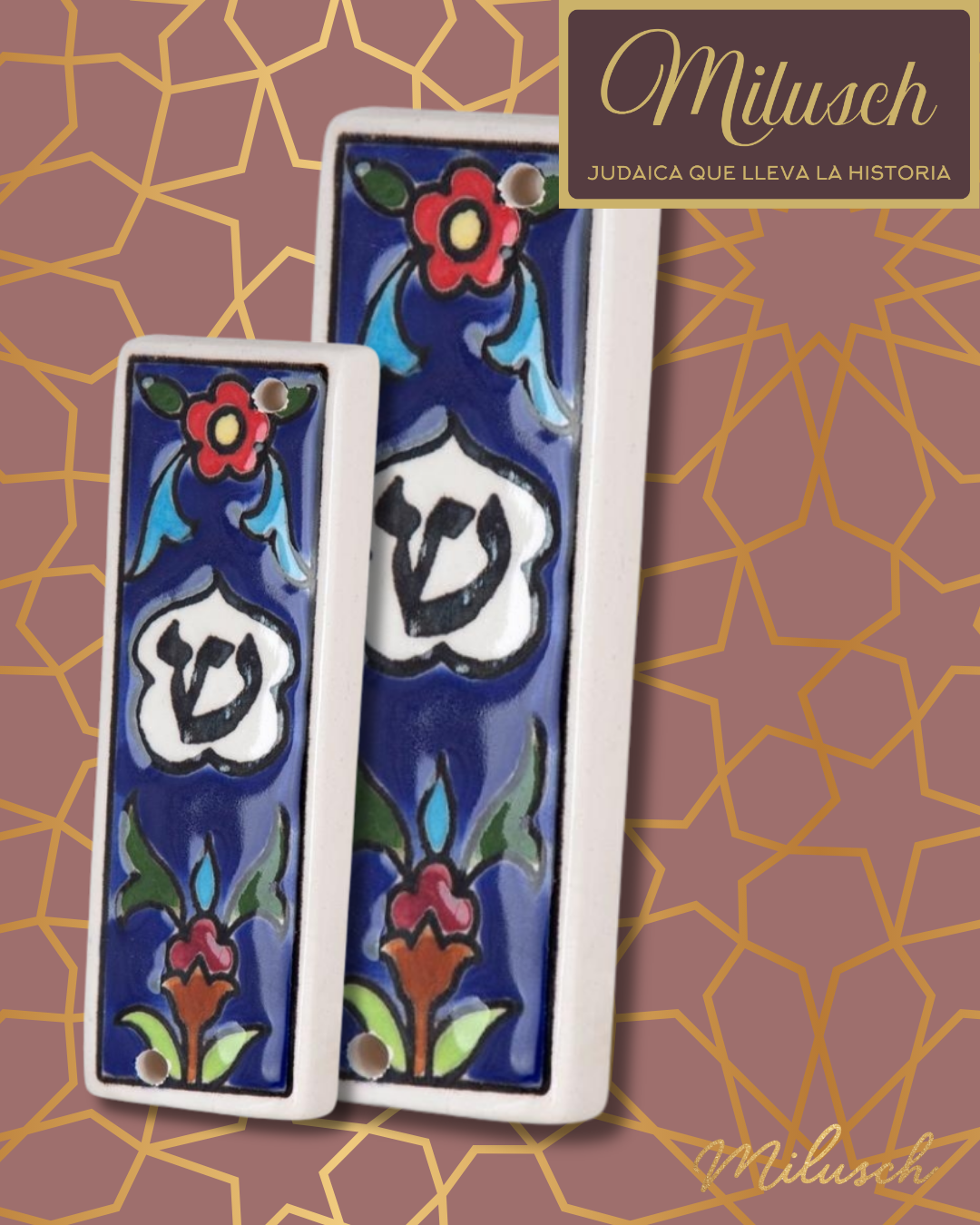 מארז מזוזה ארמני מקרמיקה בציור יד פרחי לילה