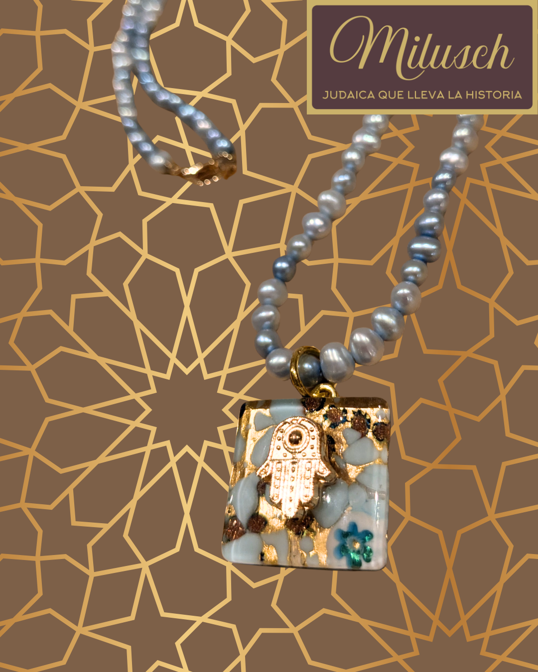 Moonlight Pearls Blue and Grey Necklace