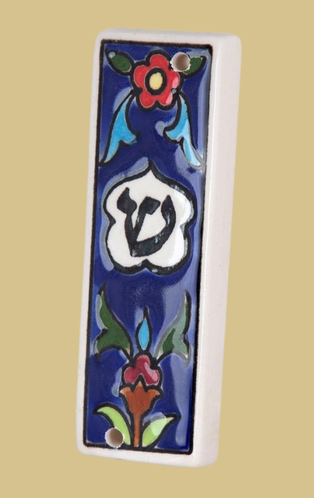 מארז מזוזה ארמני מקרמיקה בציור יד פרחי לילה