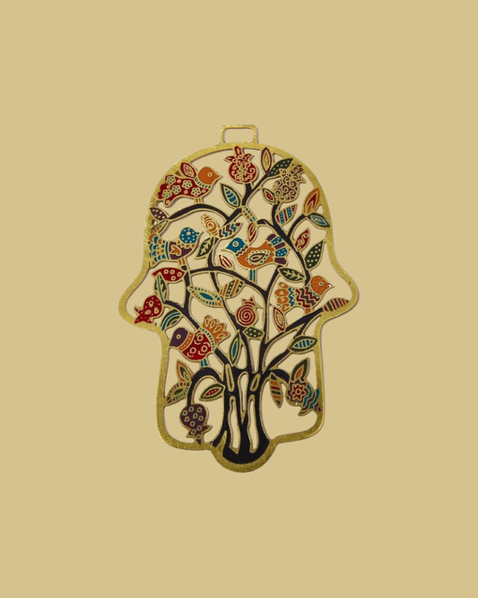 Hand Painted Tree of Life Hamsa Wall Hanging