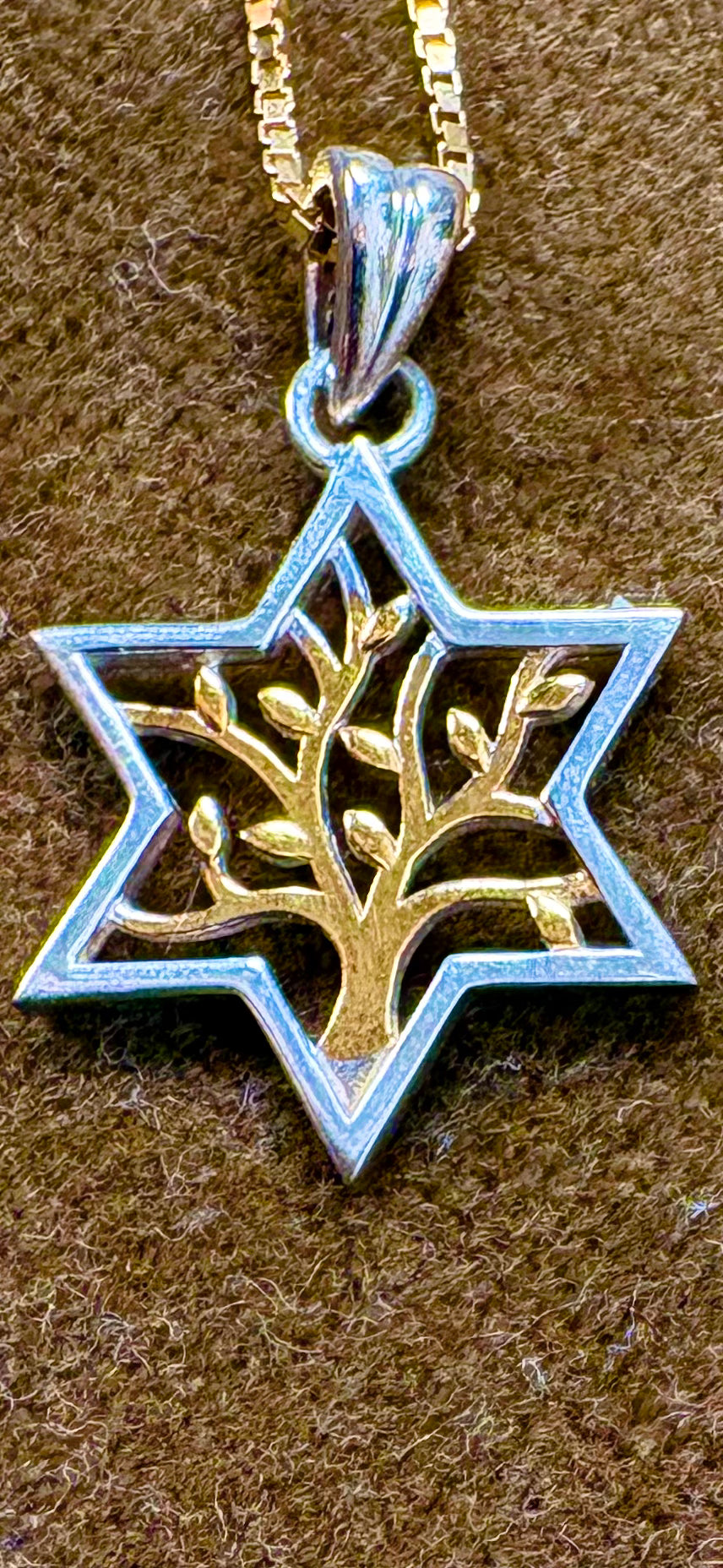 שרשרת תליון מגן דוד מכסף סטרלינג עץ החיים ובציפוי זהב