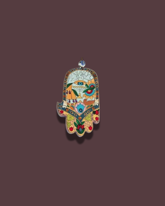 Wood Painted Hamsa - Collage