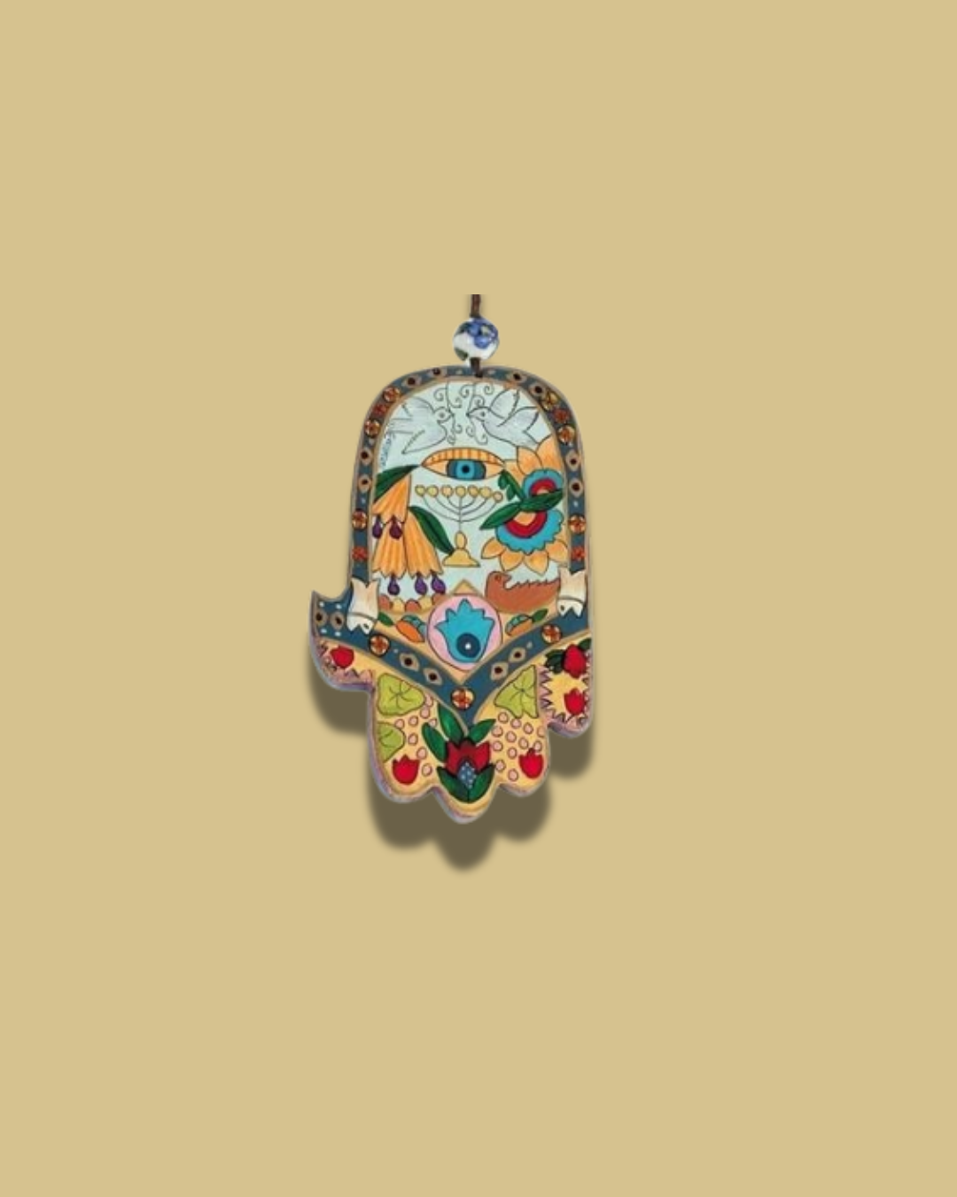 Wood Painted Hamsa - Collage