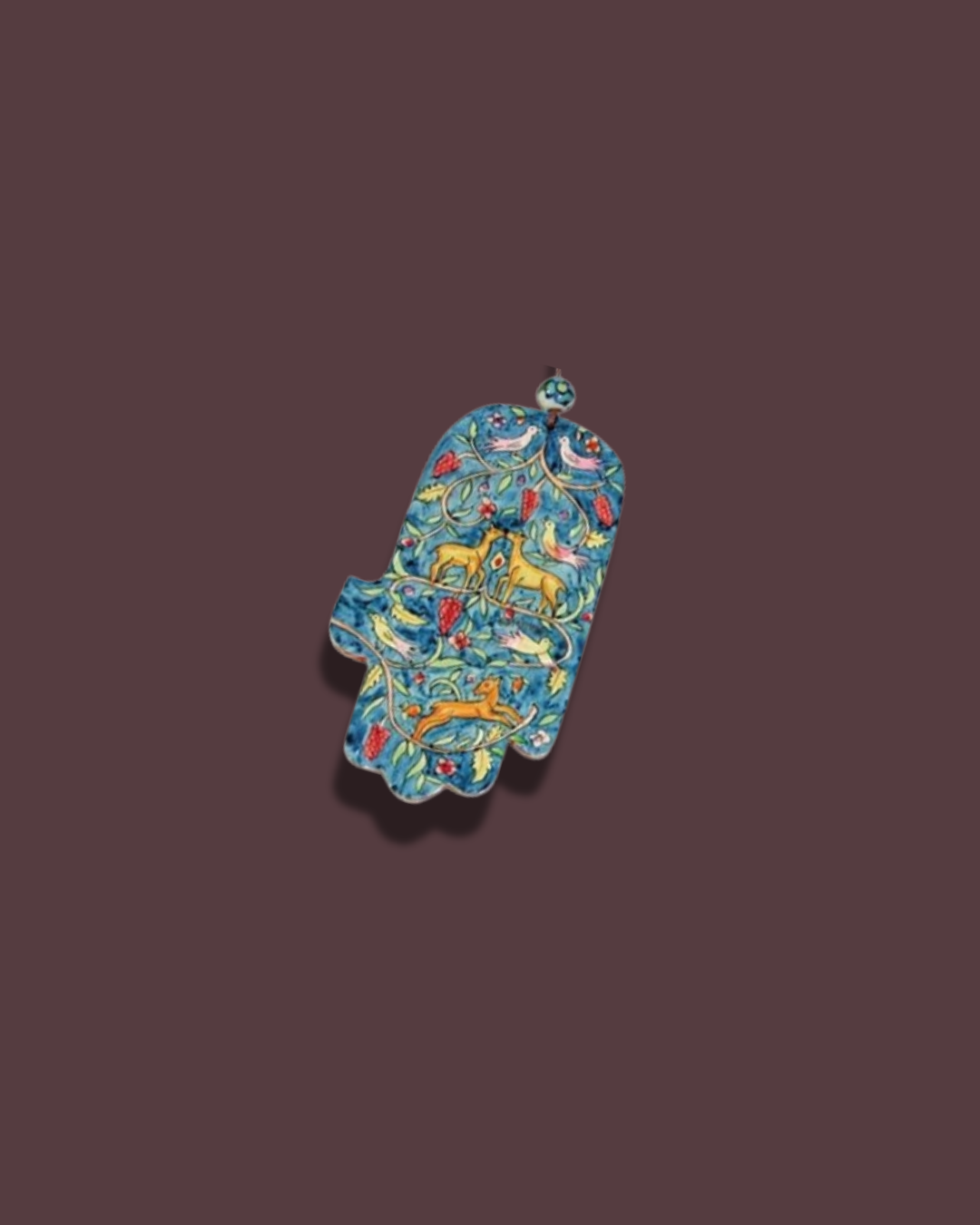 Small Wood Painted Hamsa 2 Designs Nature/ Collage