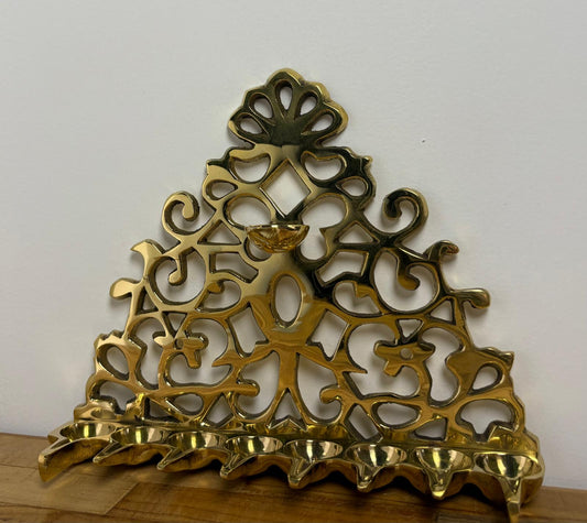 Hanukkah Menorah Lamp – Algeria Design, Brass Finish