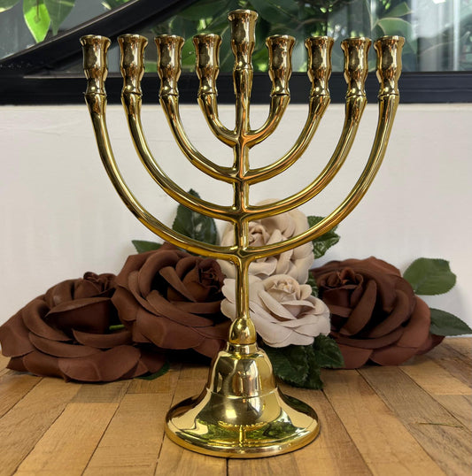Hanukkah Menorah – Gold Brass Classic Design