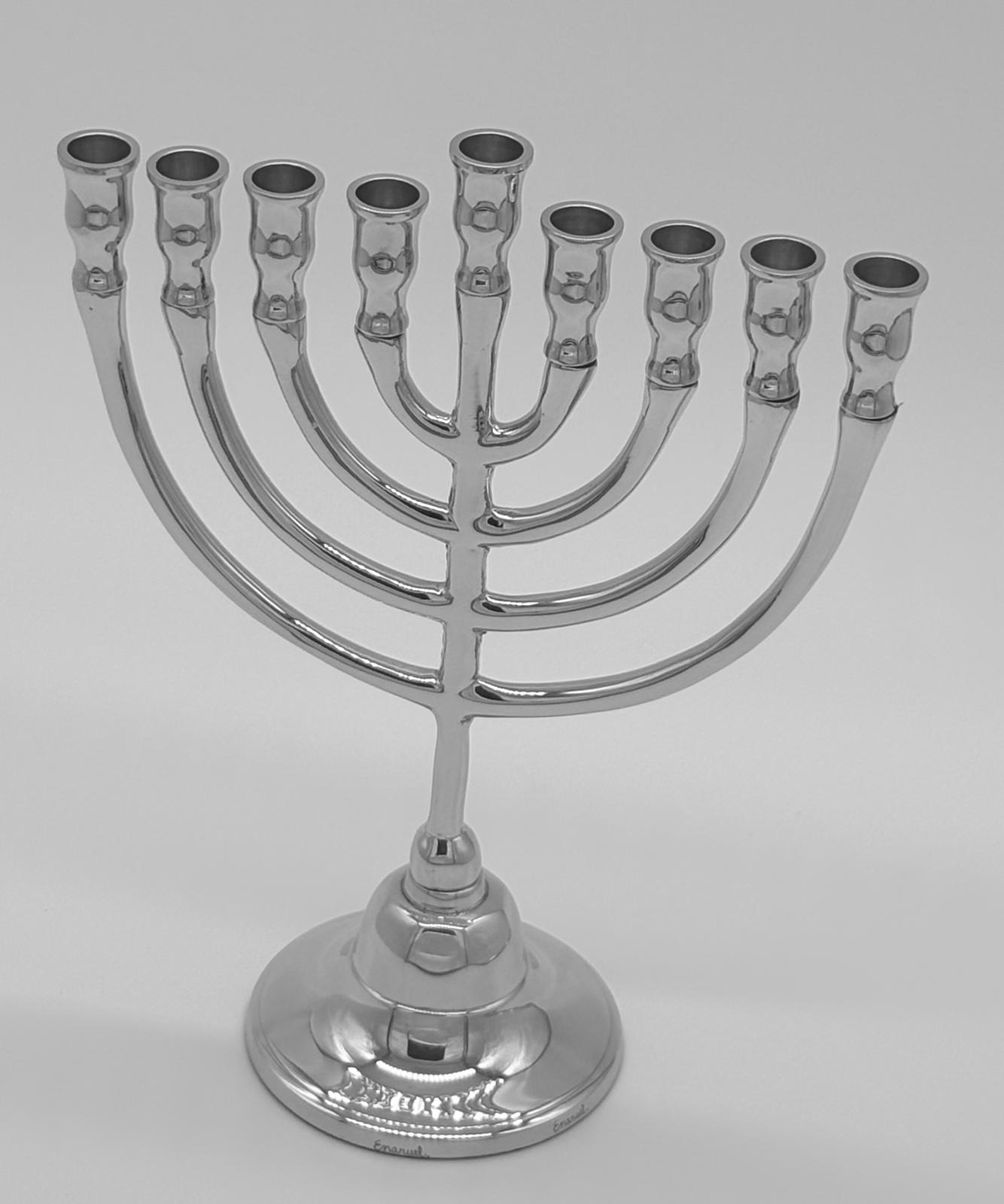Hanukkah Menorah – Silver Brass Classic Design