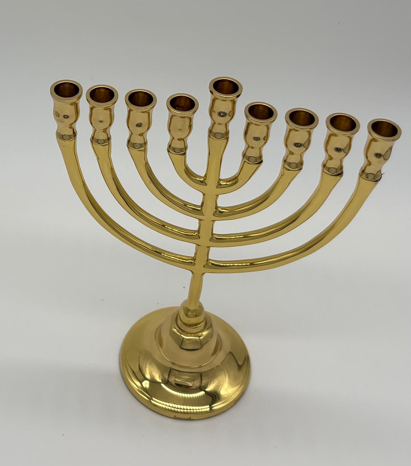 Hanukkah Menorah – Gold Brass Classic Design