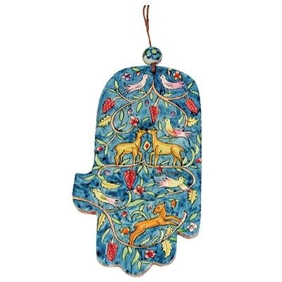 Small Wood Painted Hamsa 2 Designs Nature/ Collage